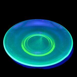 Vintage Uranium Depression Glass Green Collectible Saucer